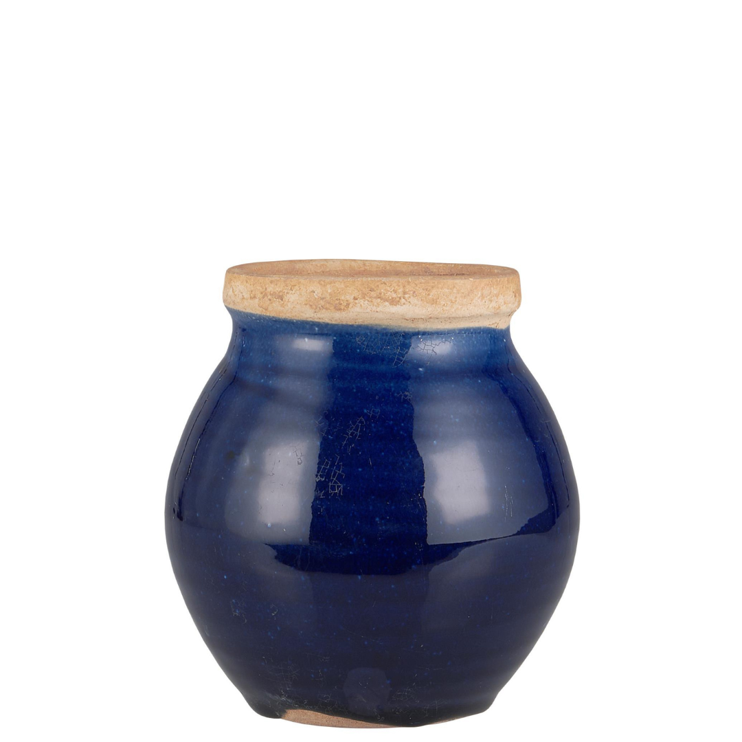Køb Vase blå med naturfarvet kant Avignon | 119,95 | Fri fragt over 249 kr. | Hurtig levering | Dag til dag levering | Ib Laursen | Potteplante, Potte, Keramik, Vase