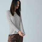 Køb Bluse med lange ærmer og rund hals Lucca Strib | Hurtig levering | fri fragt fra 249 kr. | Frau |