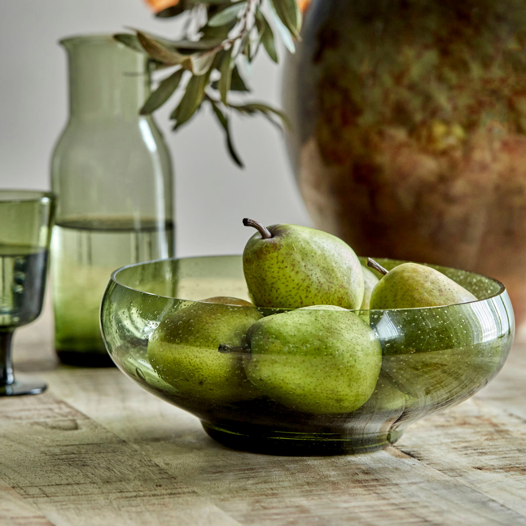 Køb Skål Rain Grøn | fra 299,95 | Fri fragt over 149 kr. | Hurtig levering | Dag til dag levering | House Doctor, Society of Lifestyle | Dekoration, Servering, Rustik, Fad, Pynt, Salatskål, Salatfad