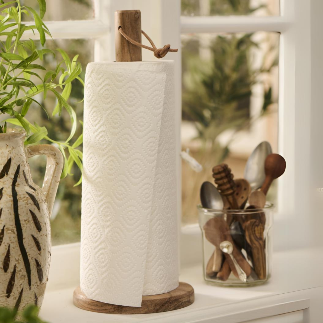 Køb Køkkenrulleholder med lædersnor akacietræ | 229,95 | Fri fragt over 149 kr. | Hurtig levering | Dag til dag levering | Ib Laursen | Køkkenrulle, Køkkenpapir, Husholdningspapir, Holder, Servietholder, Papirholder