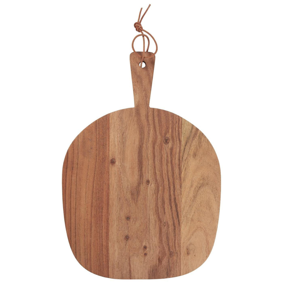 Skærebræt buttet med skaft og lædersnor akacietræ | 199,95 | Fri fragt over 149 kr. | Hurtig levering | Dag til dag levering | Ib Laursen | Bræt, Serveringsbræt, Tapasbræt, Akacietræ