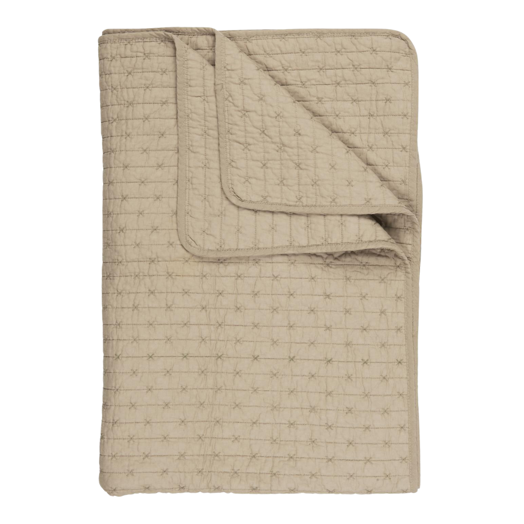 Ensfarvet vattæppe i quilt. Brug som tæppe, dyne, sengetæppe, picnictæppe eller legetæppe. 130x180 cm | Hurtig levering | Fri fragt fra 149 kr.