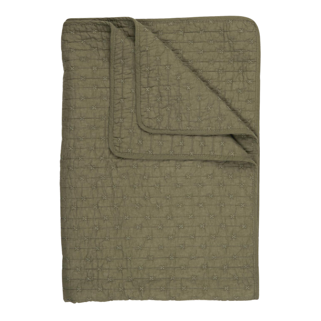 Ensfarvet vattæppe i quilt. Brug som tæppe, dyne, sengetæppe, picnictæppe eller legetæppe. 130x180 cm | Hurtig levering | Fri fragt fra 149 kr.