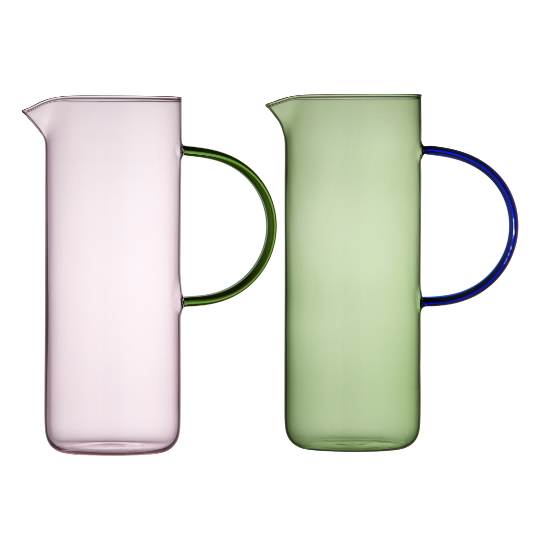 Køb Glaskande Torino 1,1 liter| 249,95 | Fri fragt over 149 kr. | Hurtig levering | Dag til dag levering | Lyngby Glas, Farvet glas, Farvet glaskande, Grønt glaskande, Pink glaskande, Blåt glaskande, Borddækning, Farverig glaskande, Kande