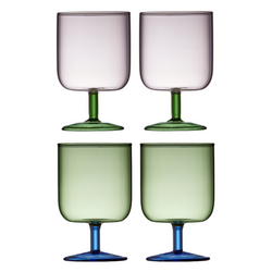 Køb Vinglas Torino 30 cl - sæt af 2 stk | 249,95 | Fri fragt over 149 kr. | Hurtig levering | Dag til dag levering | Lyngby Glas, Farvet glas, Farvet vinglas, Grønt vinglas, Pink vinglas, Blåt vinglas, Borddækning, Farverige vinglas