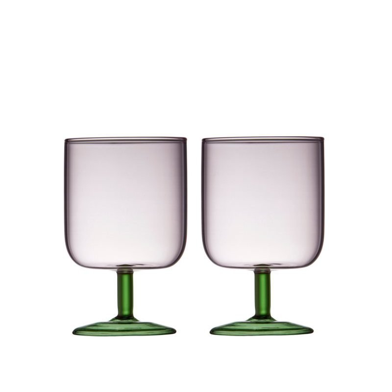 Køb Vinglas Torino 30 cl - sæt af 2 stk | 249,95 | Fri fragt over 149 kr. | Hurtig levering | Dag til dag levering | Lyngby Glas, Farvet glas, Farvet vinglas, Grønt vinglas, Pink vinglas, Blåt vinglas, Borddækning, Farverige vinglas