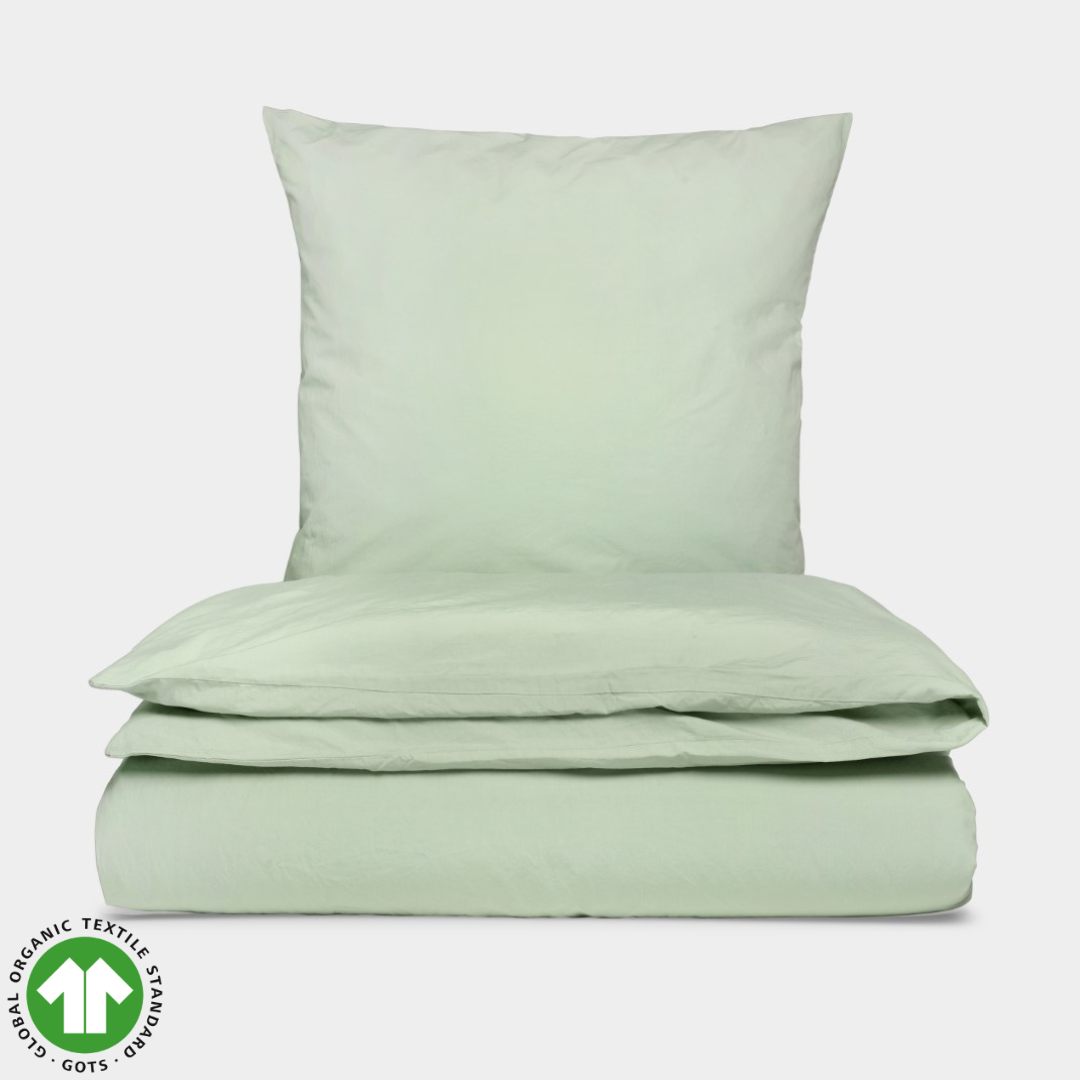 Køb Sekan Studio Sengesæt - Grøn | fra 679,00 | Fri fragt over 149 kr. | Hurtig levering | Dag til dag levering | Sekan | Sengesæt, Sengebetræk, Pudebetræk, Dynebetræk, Sengelagen, OEKO-TEX®, GOTS, Certificeret bomuld, Luksus kvalitet