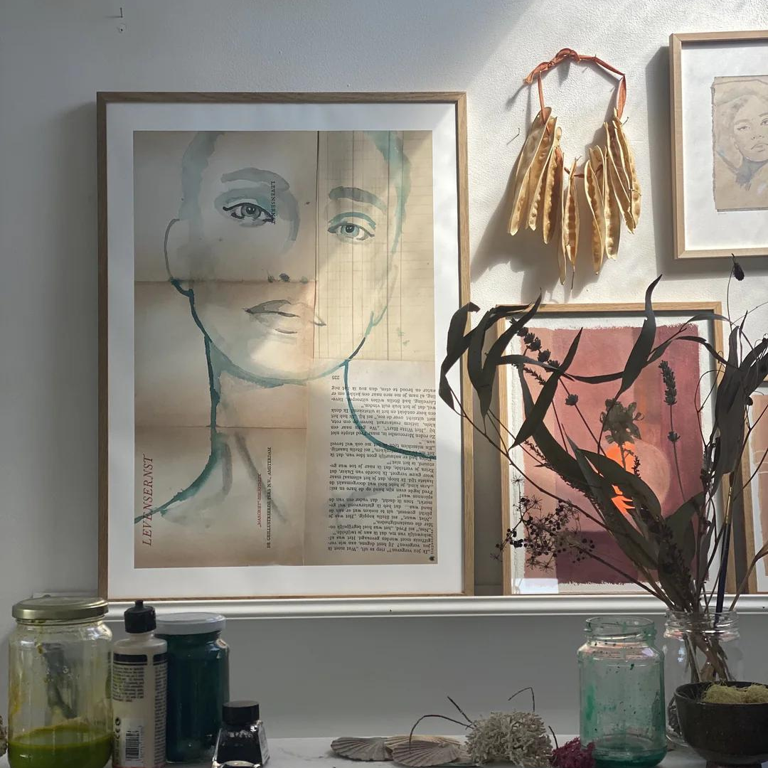 Køb Plakat 'Blue Eyes' 50x70 cm | 839,00 | Dag til dag levering | Tinystories | Billede, Kunst, Kunsttryk, Reproduktion, Kunster, Holland, Tiny de Vries, Illustrere, Illustration