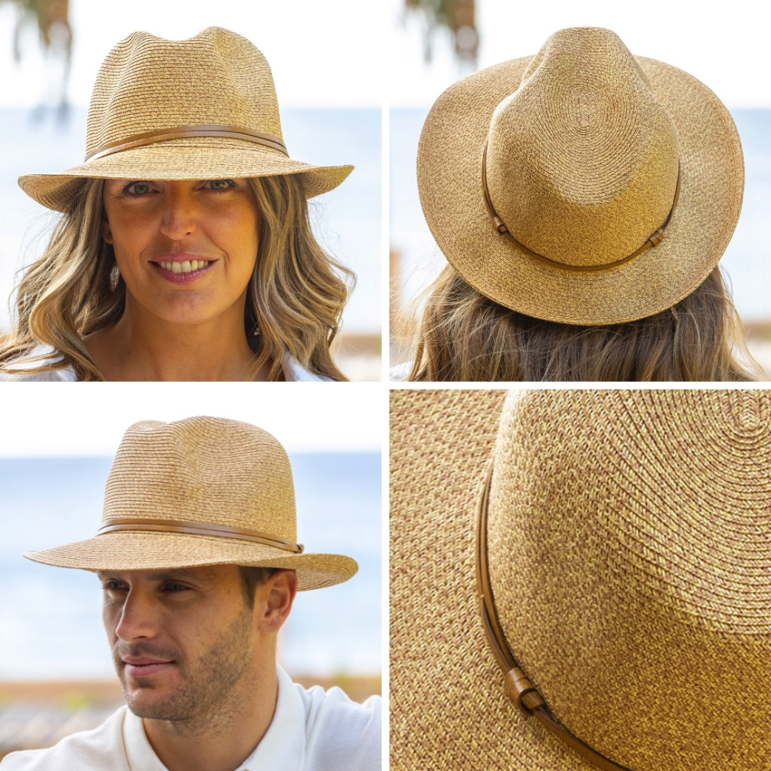Køb Hat med læder strop | 499,00 | Findes i flere farver | Fri fragt over 149 kr. | Hurtig levering | Dag til dag levering | Travaux en cours | Tidløs, Unisex, Sommerhat, Strandhat, Solhat, Ultralet, Tekstureret papir