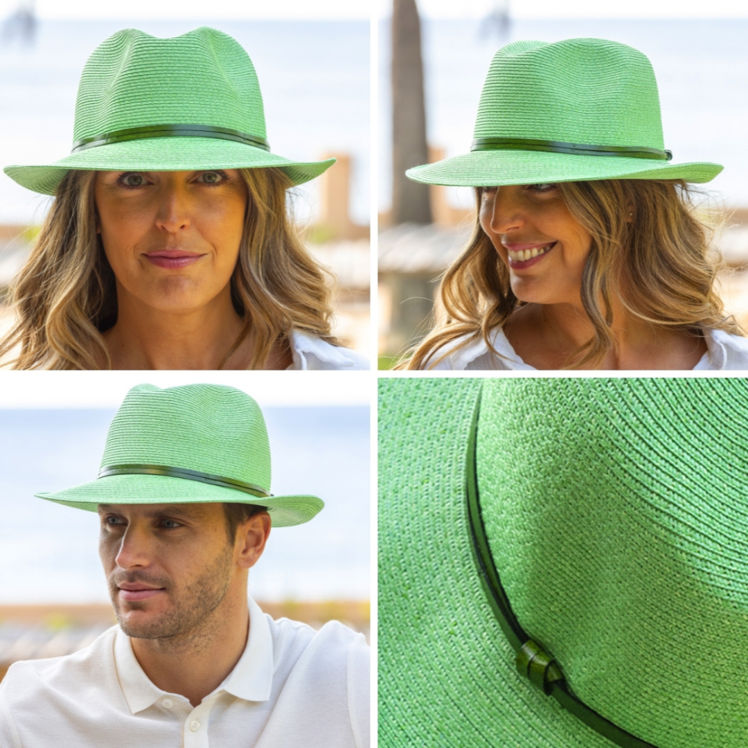 Køb Hat med læder strop | 499,00 | Findes i flere farver | Fri fragt over 149 kr. | Hurtig levering | Dag til dag levering | Travaux en cours | Tidløs, Unisex, Sommerhat, Strandhat, Solhat, Ultralet, Tekstureret papir