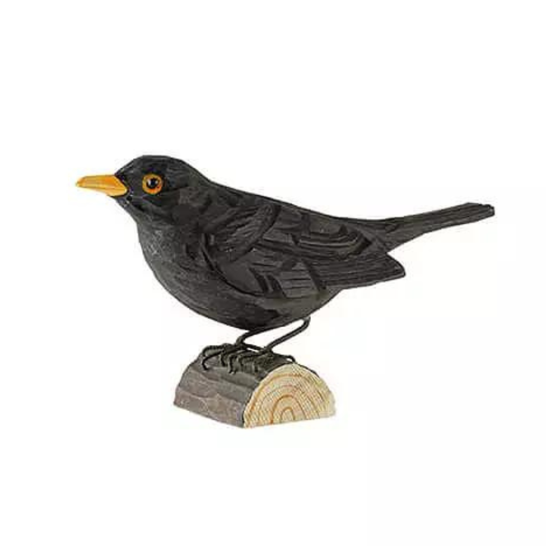 Køb DecoBird Blackbird | 189,95 | Fri fragt over 149 kr. | Hurtig levering | Dag til dag levering | Wildlife Garden | Pynt, Fugl, Solsort, Træfugl, Trædekoration, Fugl udskåret i træ, Træudskåret solsort, Træudskåret fugl, Giftfri akrylmaling, Miljøvenlig maling, Have, Havedekoration