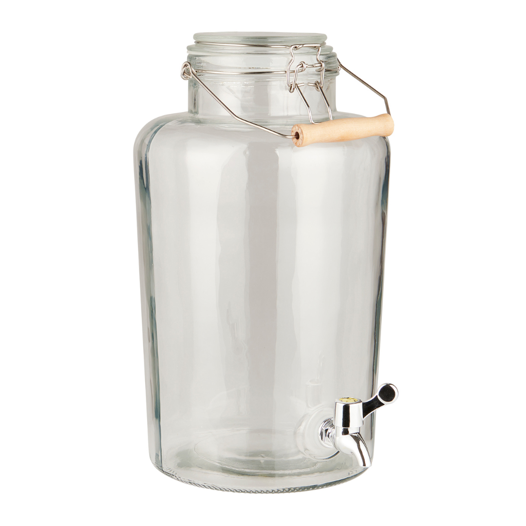 Køb Saftdispenser med patentlåg og træhåndtag 8,45 liter | 249,95 | Fri fragt over 149 kr. | Hurtig levering | Dag til dag levering | Ib Laursen | Klar kande, Vandkande, Saftkande, Kande til saft, kande til vand, Krukke m/Hane, Natur, Glas