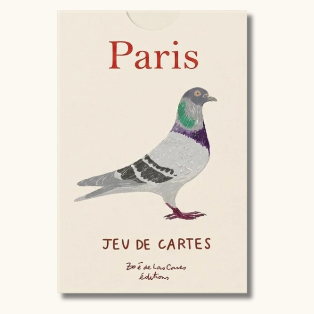 Spillekort Paris med illustreret due på cremehvid æske fra Zoé de Las Cases