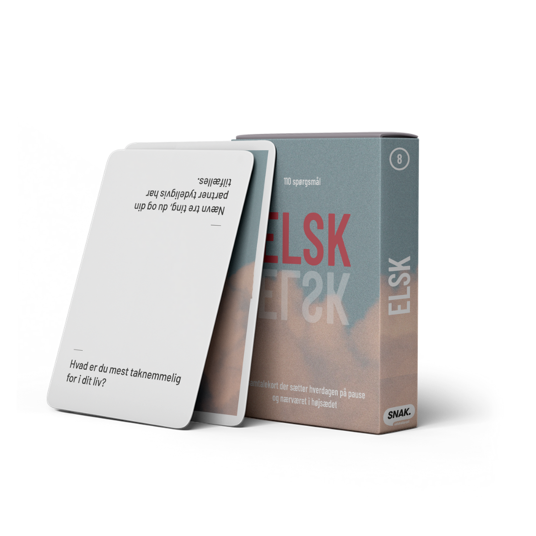 Køb ELSK - Samtalekort til parforholdet | 99,95 | Fri fragt over 149 kr. | Hurtig levering | Dag til dag levering | SNAK | Spil, Spillekort, Leg, Spørgsmål, Hvad vil du vide?
