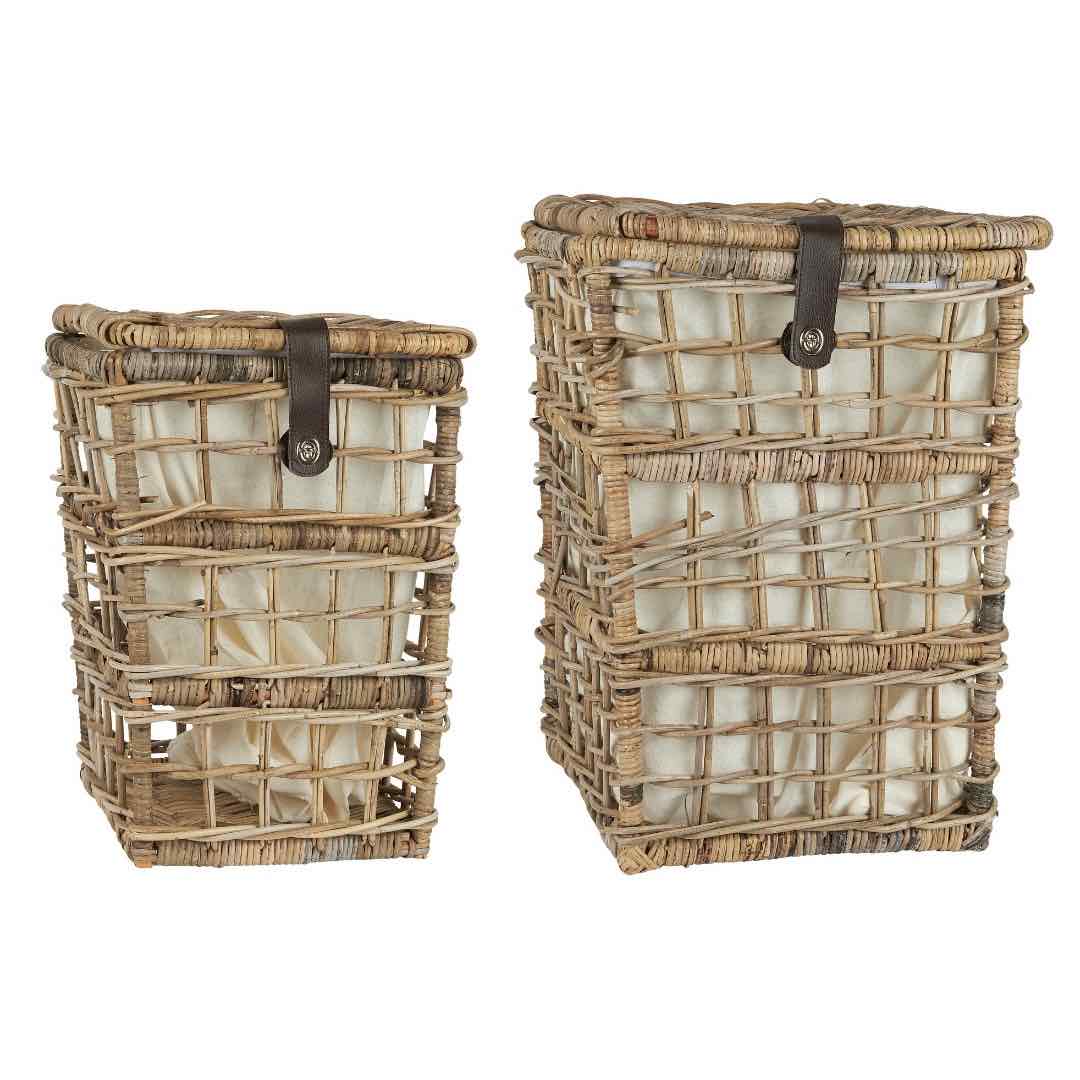 Køb Vasketøjskurvesæt á 2 rattankurve med pose indvendig | 1269,00 | Fri fragt over 149 kr. | Hurtig levering | Dag til dag levering | Ib Laursen | Opbevaring, Badeværelse, Flet kurv, Natur, Rattan