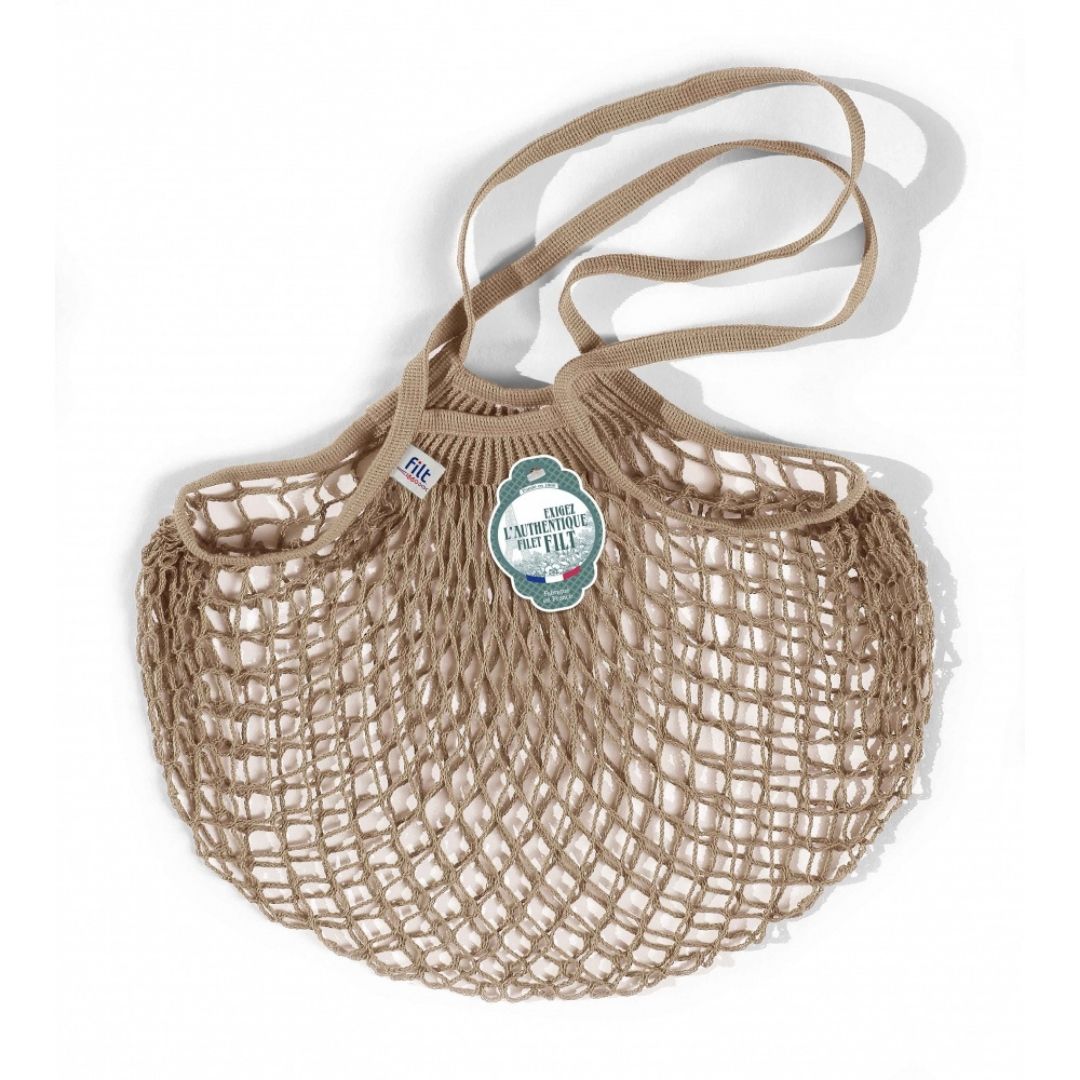 Køb Indkøbsnet Filt 1860 med lang hank | 89,95 | Fri fragt over 149 kr. | Hurtig levering | Dag til dag levering | Filt 1860 | Håndtaske, Træningstaske, Totetaske, Indkøbstaske, Tote bag, Undgå plastposer, Stofnet, Bedstemornet, Bomuldstaske, Nettaske, Lavet i Frankrig, Made in France