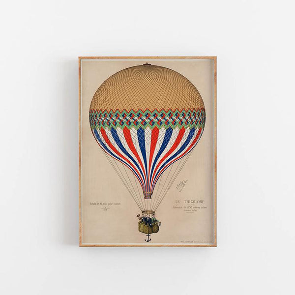 Køb Plakat Le Tricolore Ballon I 50x70 cm | 309,00 | Fri fragt over 149 kr. | Hurtig levering | Dag til dag levering | Empty Wall | Billede, Kunst