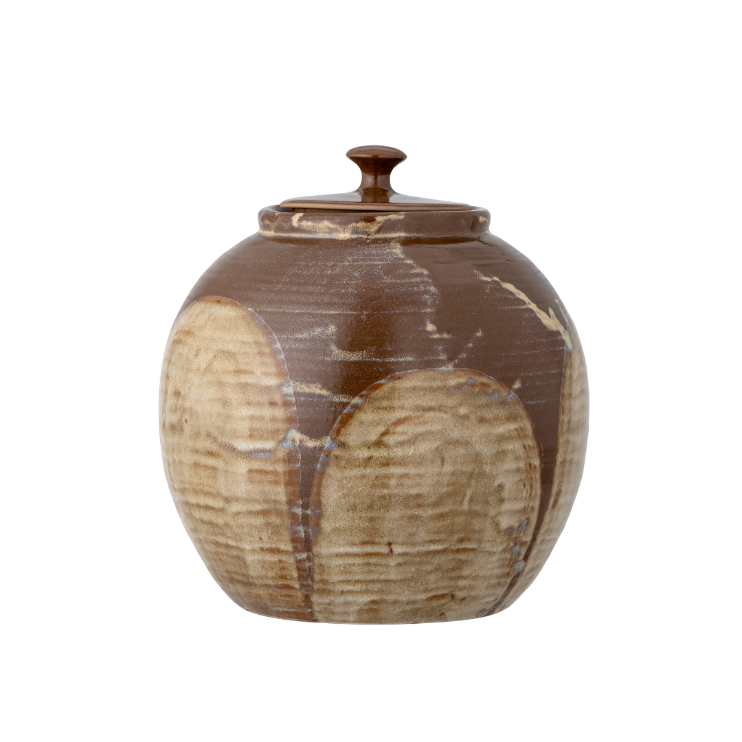 Køb Krukke med Låg Nasib Brun | 479,00 | Fri fragt over 149 kr. | Hurtig levering | Dag til dag levering | Bloomingville | Krukke, Hånddekoreret krukke, Brun, Krukke med låg