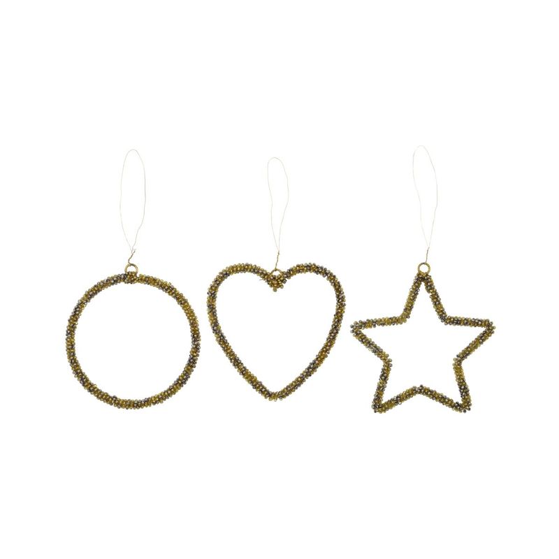 Køb Ophæng Beads Gylden - sæt af 3 stk | 119,95 | Fri fragt over 149 kr. | Hurtig levering | Dag til dag levering | House Doctor, Society of Lifestyle | Dekoration, Jul, Julepynt, Ornament, Rong, Stjerne, Hjerte, Perler, Glasperler