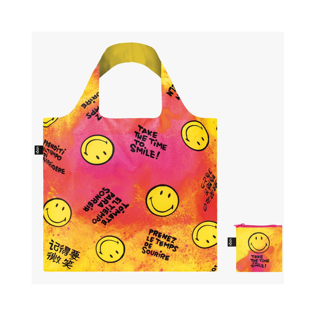 Køb Indkøbspose Indkøbspose Smily | Take The Time To Smile | 85,00 | Fri fragt over 149 kr. | Hurtig levering | Dag til dag levering | Loqi | Håndtaske, Træningstaske, Totetaske, Indkøbstaske, Tote bag, Undgå plastposer, Undgå engangsposer, Stofnet, Genbrugsmulepose, Pose, Net, Indkøbsnet