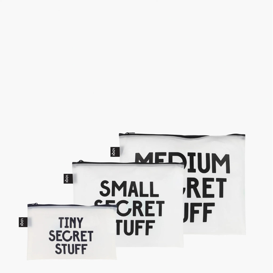 Køb Pung // Zip Pockets | Transparent Secret and Classified - sæt af 3 stk | 119,95 | Fri fragt over 149 kr. | Hurtig levering | Dag til dag levering | Loqi | Etui, Clutch, Taske, Rejse, Toiletsager, Håndtaske, Toliettaske, Makeup pung