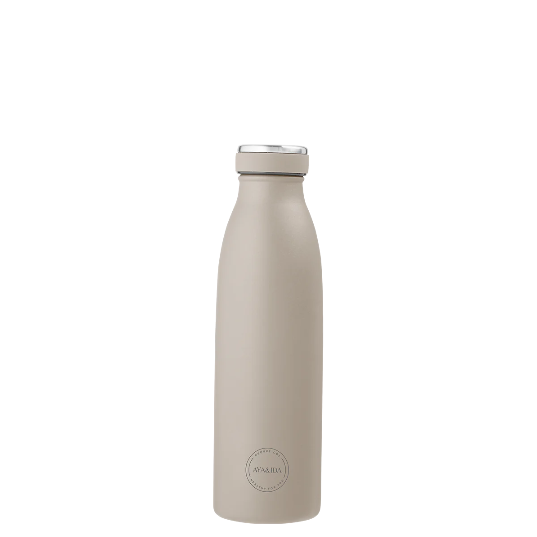 Køb Drikkeflaske 500 ml | 219,95 | Fri fragt over 149 kr. | Hurtig levering | Dag til dag levering | AYA&IDA | Drikkedunk, Holdbar, fødevaregodkendt rustfrit stål 18/8, kold 24 timer, varm 12 timer, Flaske, Termo, Kaffe, Te, Kande, Madopbevaring, Kande, To go, Flaske med termo, Bæredygtig, rustfrit stål, Kold, Varm, Termokande