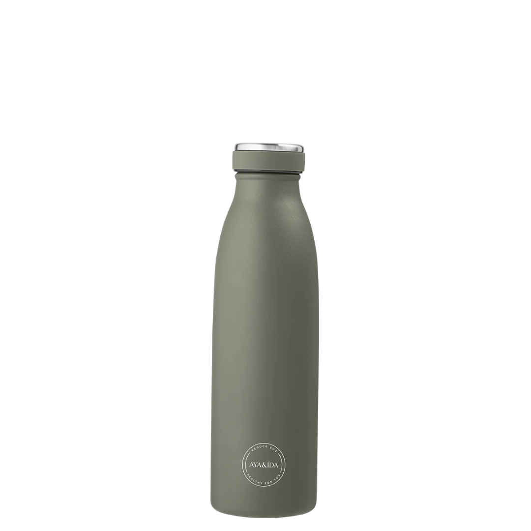 Køb Drikkeflaske 500 ml | 219,95 | Fri fragt over 149 kr. | Hurtig levering | Dag til dag levering | AYA&IDA | Drikkedunk, Holdbar, fødevaregodkendt rustfrit stål 18/8, kold 24 timer, varm 12 timer, Flaske, Termo, Kaffe, Te, Kande, Madopbevaring, Kande, To go, Flaske med termo, Bæredygtig, rustfrit stål, Kold, Varm, Termokande