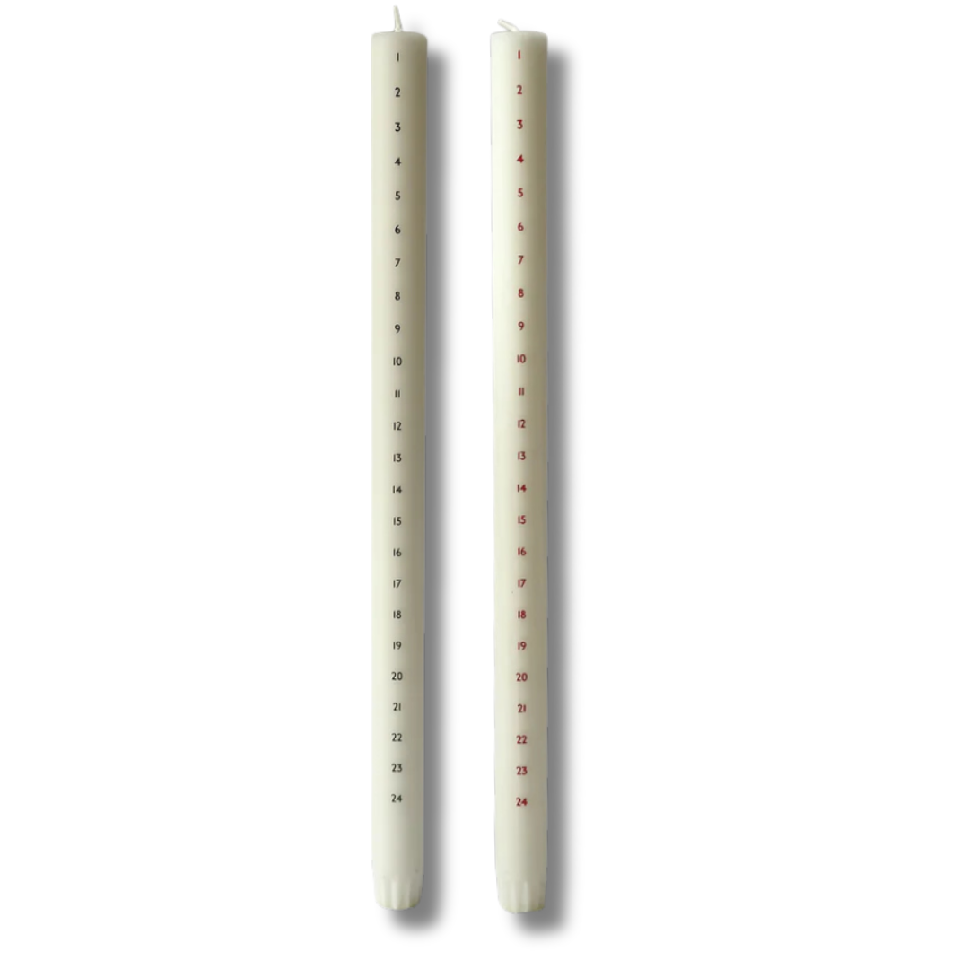 Kalenderlys | 85,00 | Fri fragt over 249 kr. | Hurtig levering | Dag til dag levering | Åbenlys | Lys, Jul, Julelys, Julekalender, Nedtælling, Nedtælling til jul, Decemberlys, Juledekoration, Kertelys, Almindelig størrelse