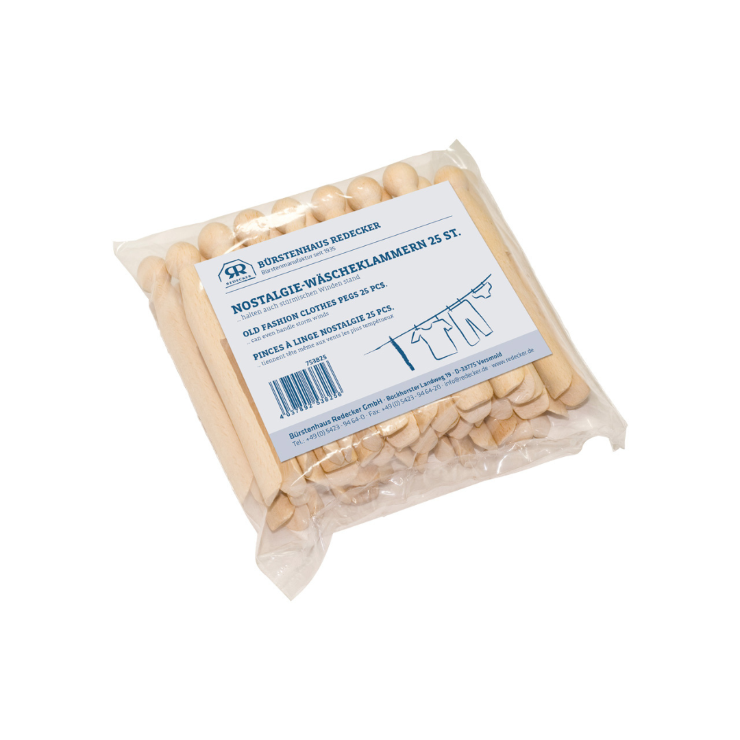 Køb Tøjklemmer Birketræ - sæt af 24  stk | 69,95 | Fri fragt over 149 kr. | Hurtig levering | Dag til dag levering | Bürstenhaus Redecker | Vokset bøgetræ, Vasketøj, Klemmer til tøj