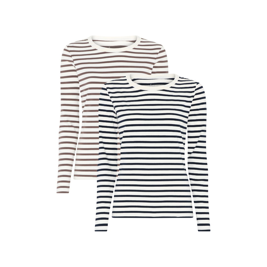 Køb Bluse med lange ærmer og rund hals Lucca Strib | Hurtig levering | fri fragt fra 249 kr. | Frau | 