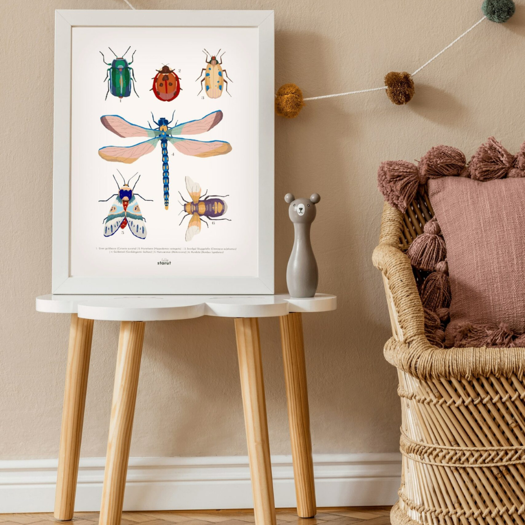 Køb Plakat Insekt 30x40 cm | 169,95 |Fri fragt over 149 kr. | Hurtig levering | Dag til dag levering | Lille Starut | Billede, Kunst, Børn, Til børneværelset, Plakat til børn