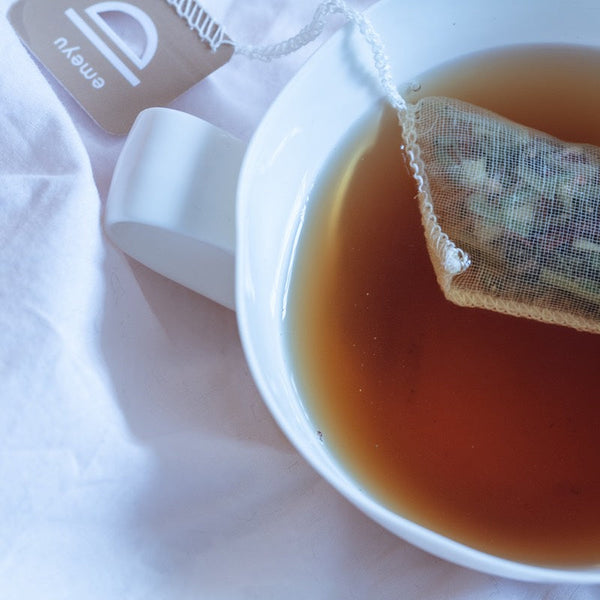 Køb 20 stk. bomulds teposer med økologisk te | 99,95 | Emeyu, Te, Teblanding, Grøn te, Hvid te, Earl Grey, Herbal, White tea, Green tea
