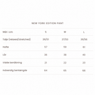 Størrelsesguide for New York Edition Pant med mål i cm for S, M og L