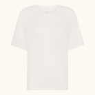 Hvid oversized t-shirt i cashmere-blanding med rund halsudskæring og korte ærmer