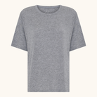Gråmeleret oversized t-shirt i cashmere-blanding med rund halsudskæring og korte ærmer