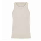 Lysbeige meleret tanktop i modal og cashmere med rund hals og bryderryg