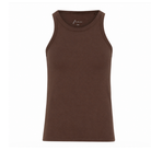 Mørkebrun tanktop i modal og cashmere med rund hals og bryderryg