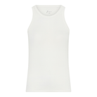Cremefarvet tanktop i modal og cashmere med rund hals og bryderryg