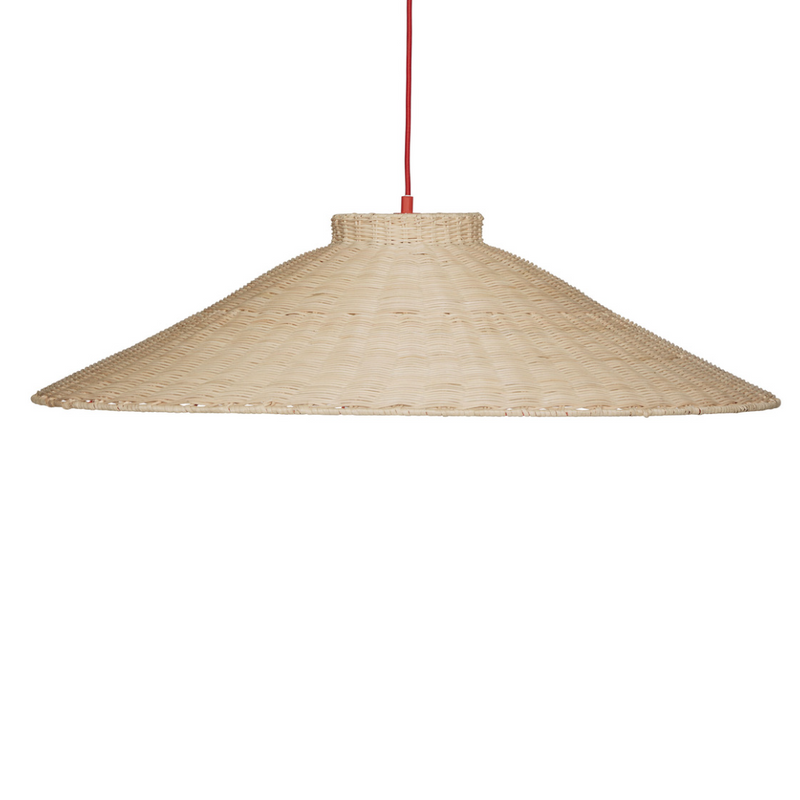 Køb Pendel Chand Trapeze i rattan | 1.269,00 | Fri fragt over 149 kr. | Hurtig levering | Dag til dag levering | Hübsch | Belysning, Lampe, Flet, Loftlampe, Stofledning, Rød ledning, Skærm, Natur, Flettet