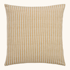 Mustard bomuldspudebetræk 60x60 cm med lodrette hvide og grønne striber