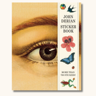 John Derian Sticker Book med vintage øje på forsiden og illustrationer af fugl, blomst og sommerfugl
