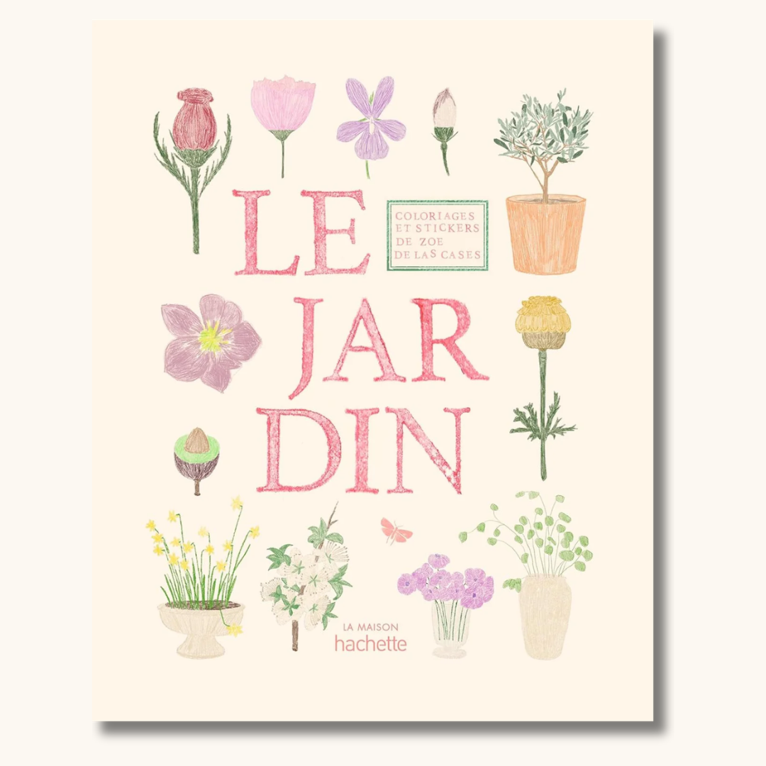 Hardcover malebog Le Jardin med botaniske illustrationer af blomster og planter i pastelfarver