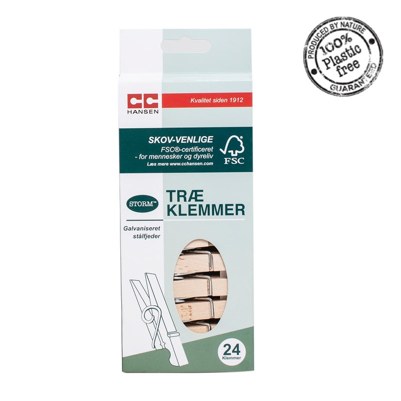Køb 24 Træklemmer | 19,95 | Fri fragt over 149 kr. | Hurtig levering | Dag til dag levering | Træklemme, Tøjklemme, Klemme, Træ, Natur, Nostalgi, som i gamle dage, C. C. Hansen, Bægerdygtig
