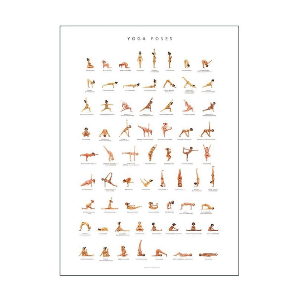 Køb Plakat Yoga Poses 50x70 cm | 389,00 | Dag til dag levering | Billede, Kunst, Poster and Frame, Yoga Prints
