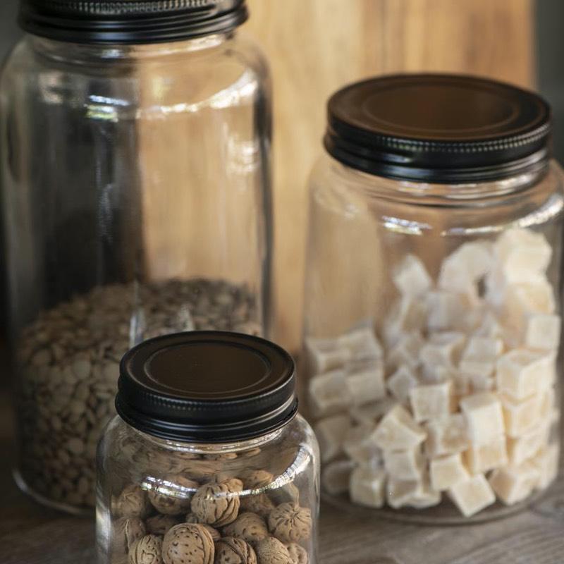 Køb Opbevaringsglas Sevilla med sort skruelåg | fra 13,95 | Krydderiglas, Sylteglas, Syltetøjsglas, Dåse, Kaffedåse, Tedåse, Glas med låg, Glas kæmpe Sevilla m/sort låg, Ib Laursen