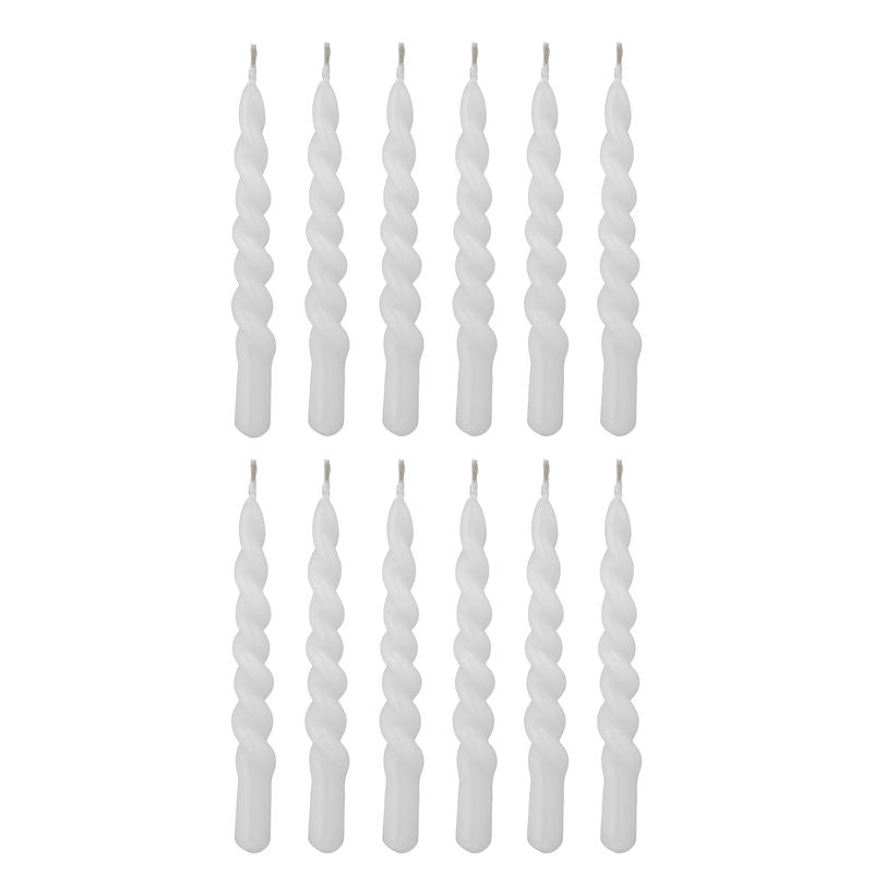 Køb Stearinlys Twist i Hvid Parafin - sæt af 12 stk | 125,00 | Fri fragt over 149 kr. | Hurtig levering | Dag til dag levering | Bloomingville | Dekoration, Små stearinlys, Paraffin, Lys, Kertelys, Stearinlys, Stearin