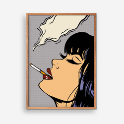 Køb Plakat Smoking Woman - Pop Art 30x40 cm | 279,95 |Fri fragt over 149 kr. | Hurtig levering | Dag til dag levering | Empty Wall | Billede, Kunst