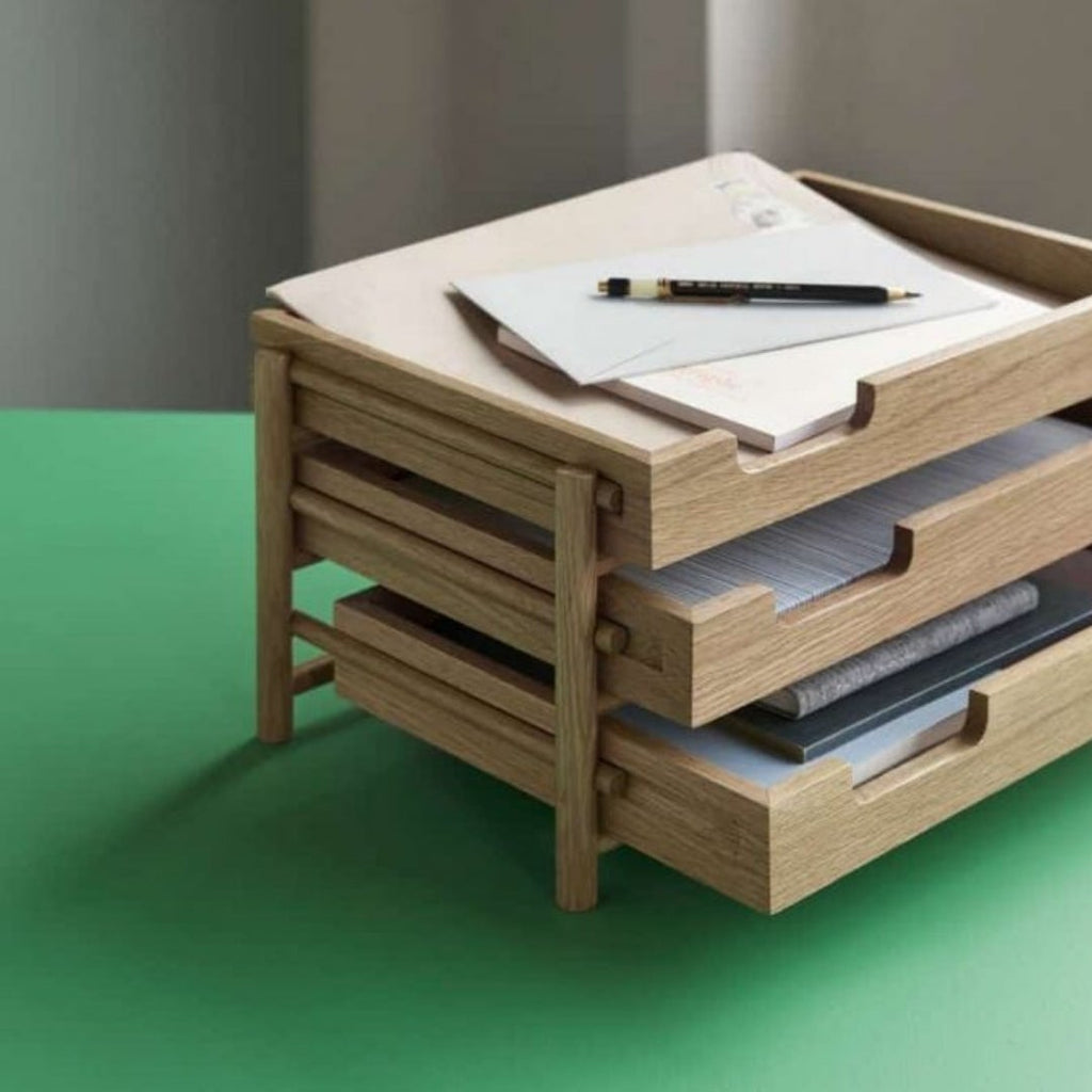 Brevbakke Note Letter Tray egetræ –