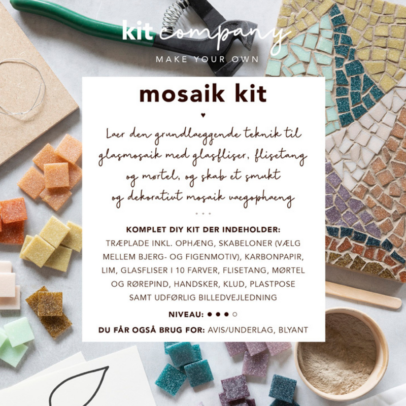 Køb Mosaik kit | 369,00 | Fri fragt over 149 kr. | Hurtig levering | Dag til dag levering | Kit Company | Mosaikstykker, Dekoration, Pynt, DIY, Kunst, Kreativ, Alt inkluderet, Udsmykning med små fliser