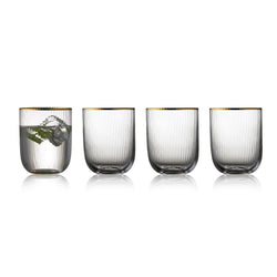 Køb Palermo Gold Glas Tumbler 35 cl | Fra 79,95 | Dag til dag levering | F&H, Lyngby Glas, Drikkeglas, Vandglas, Glas med guldkant, Glas med riller